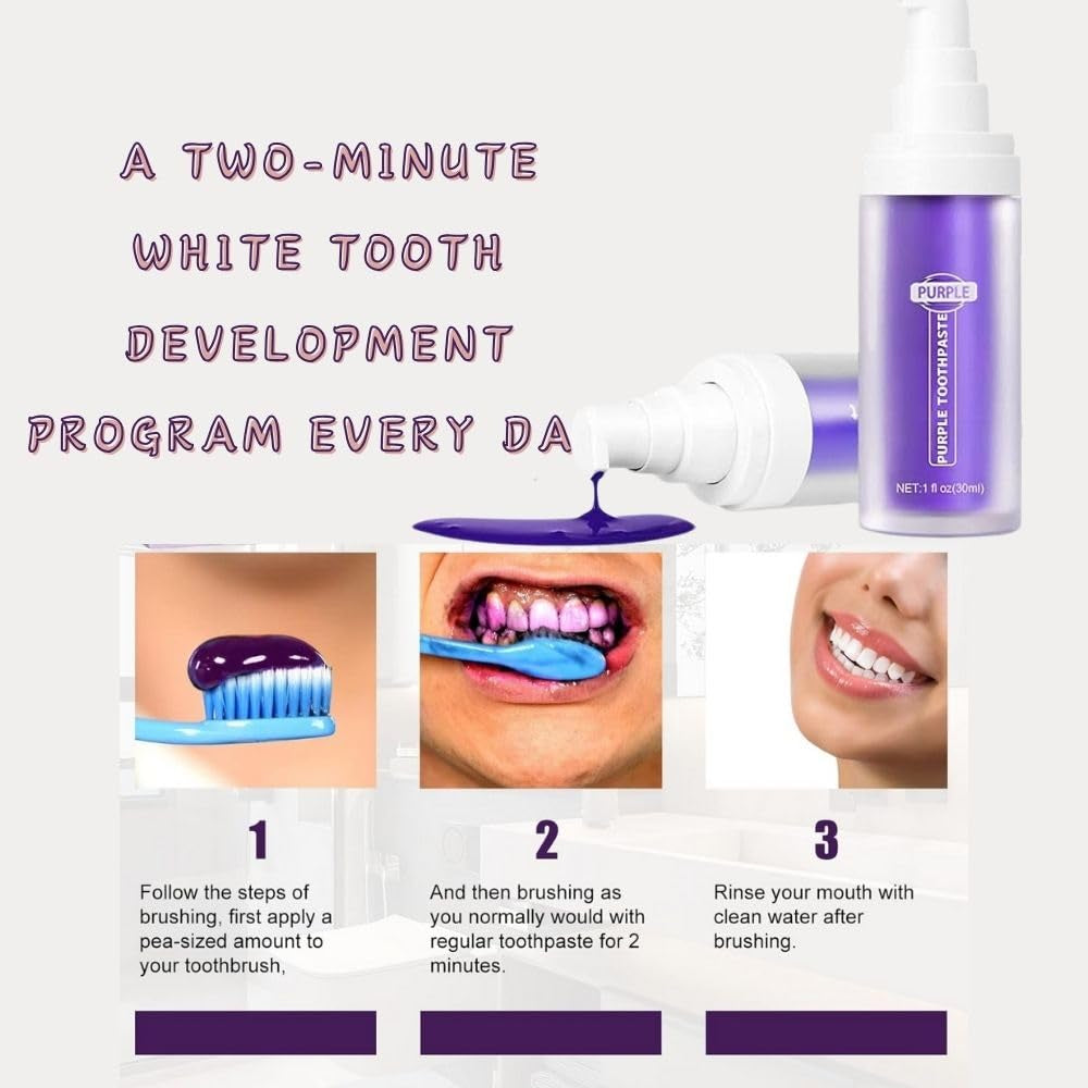 Rnlrclrl Purple Toothpaste for Effective Teeth Whitening and Stain Removal - Foam Formula