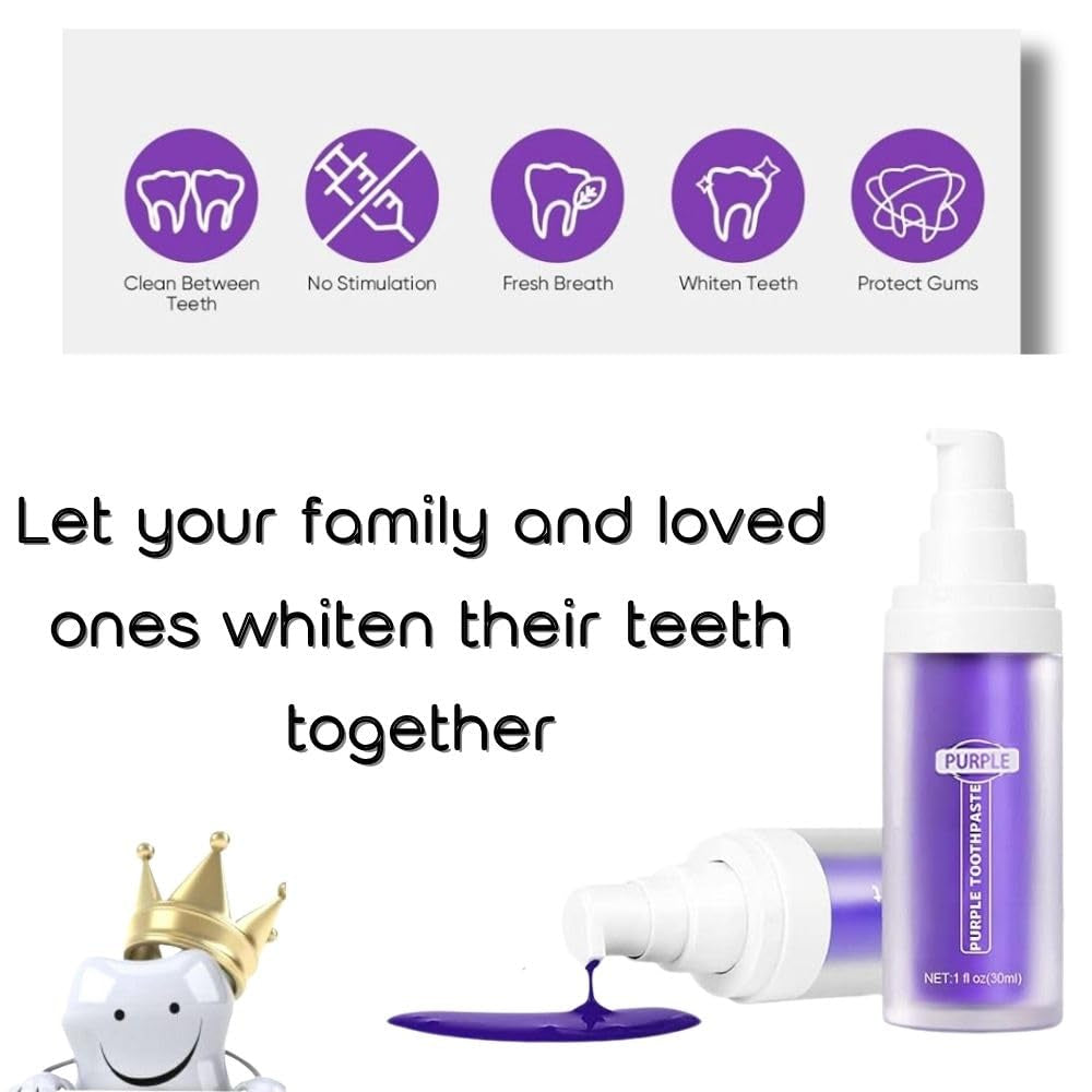 Rnlrclrl Purple Toothpaste for Effective Teeth Whitening and Stain Removal - Foam Formula