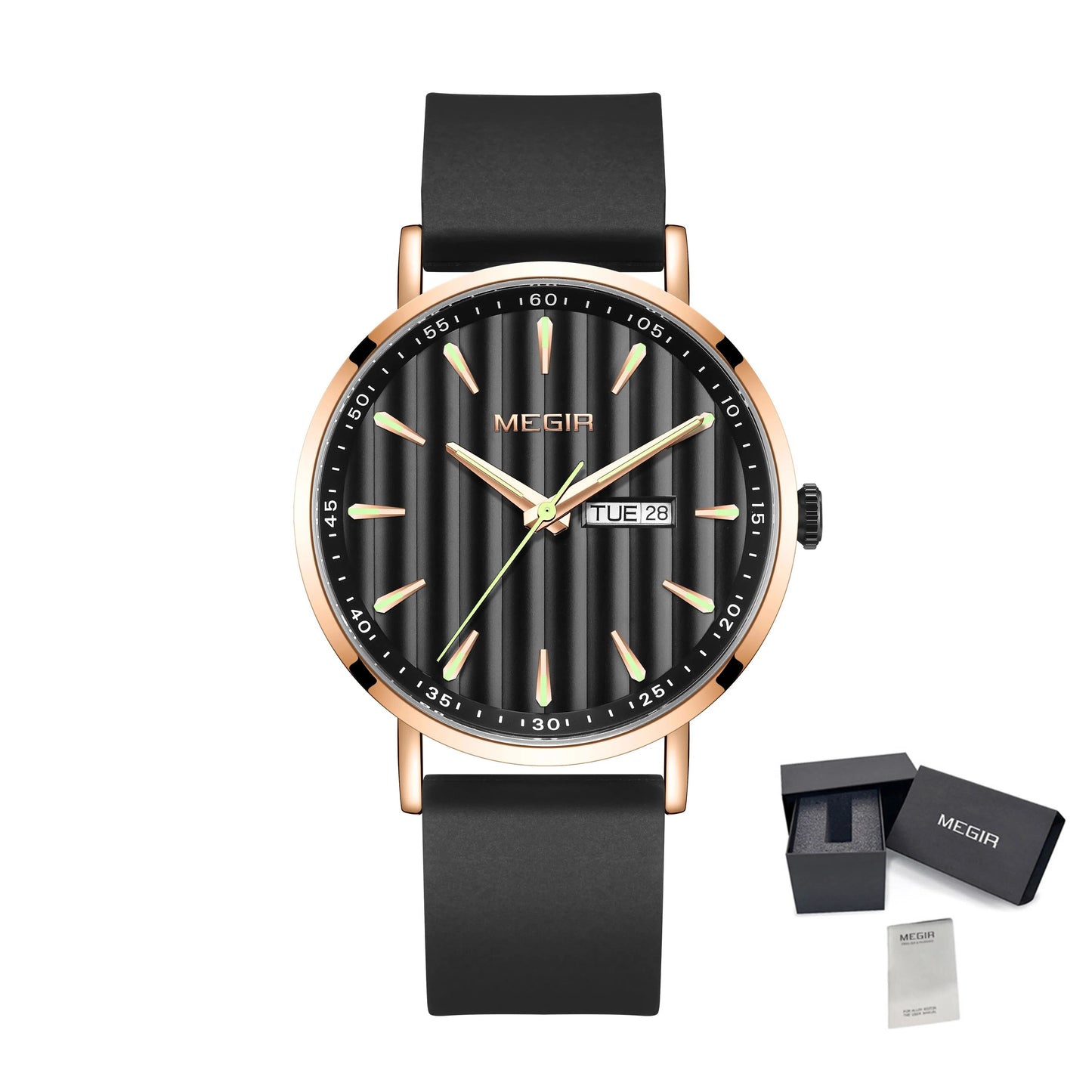 MEGIR Luxury Big Dial Mens Watch Fashion Quartz Casual Sport Wristwatch for Men Waterproof Week Date Display Clock Reloj Hombre