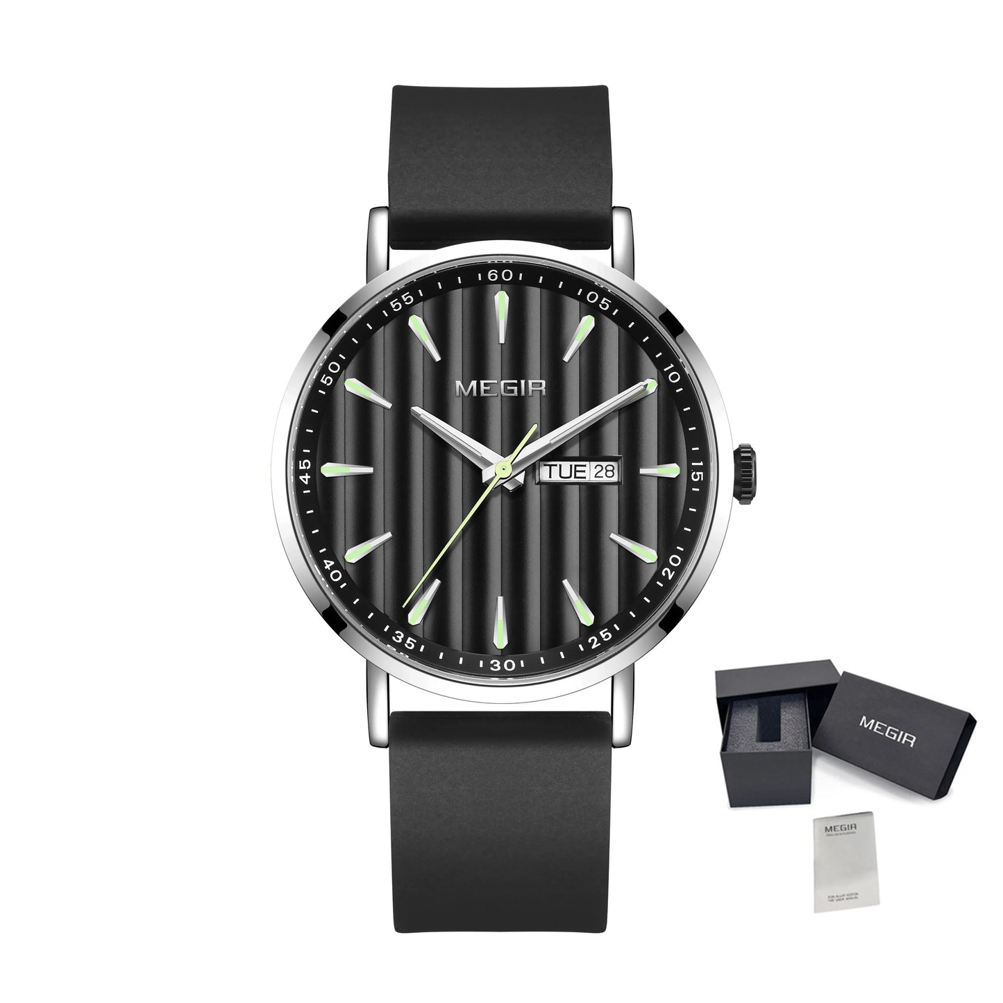 MEGIR Luxury Big Dial Mens Watch Fashion Quartz Casual Sport Wristwatch for Men Waterproof Week Date Display Clock Reloj Hombre