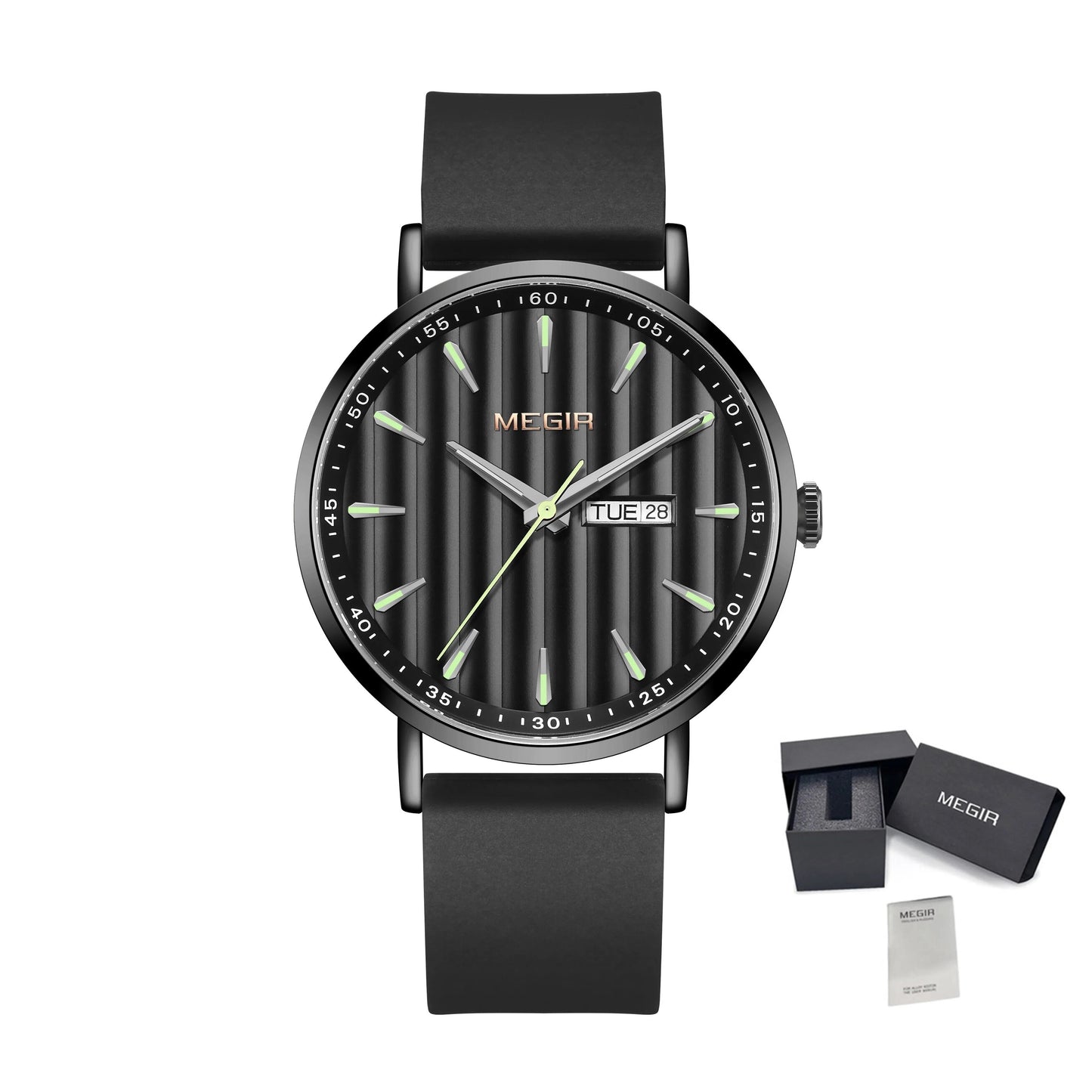 MEGIR Luxury Big Dial Mens Watch Fashion Quartz Casual Sport Wristwatch for Men Waterproof Week Date Display Clock Reloj Hombre