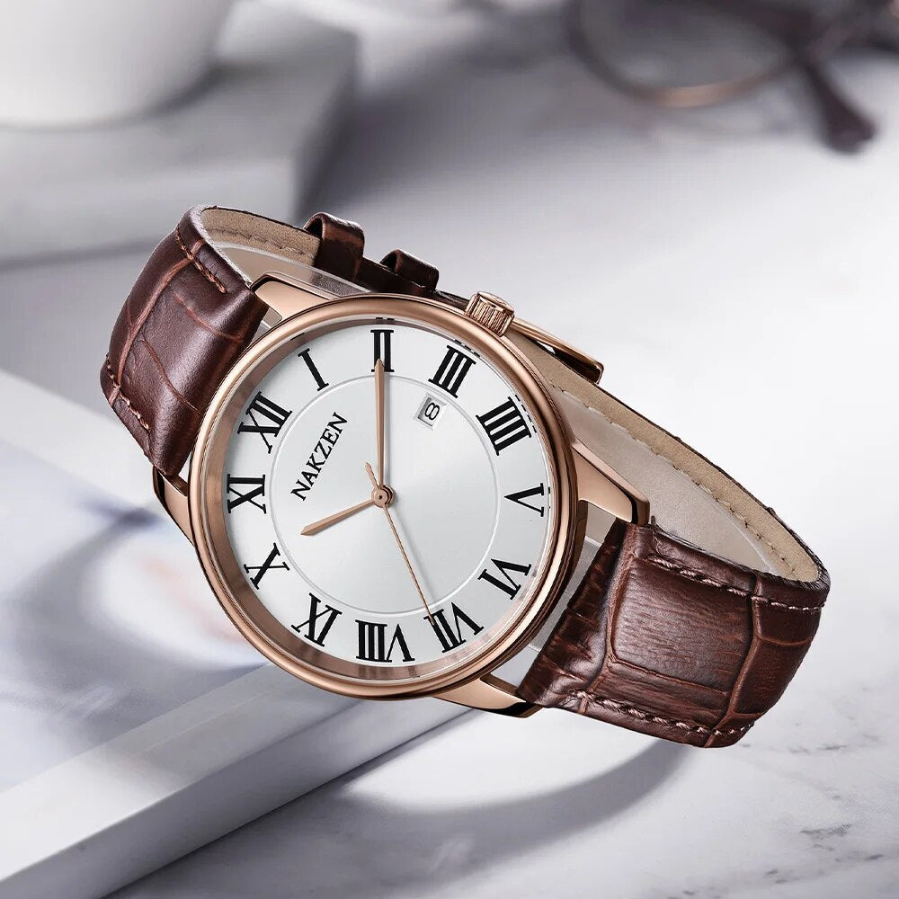 New NAKZEN Top Brand Luxury Fashion Mens Watches Big Dia Stainless Steel Quartz Watch Men Sport Male Clock Relogio Masculino