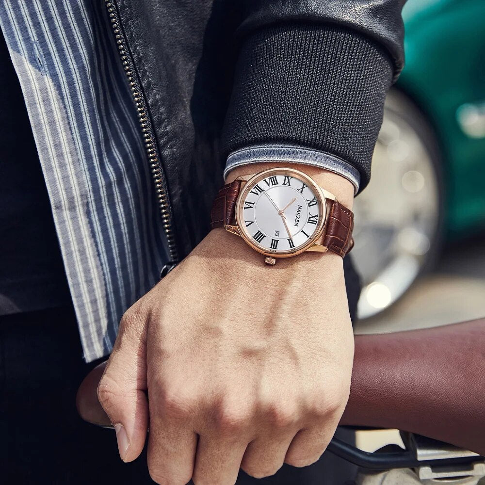 New NAKZEN Top Brand Luxury Fashion Mens Watches Big Dia Stainless Steel Quartz Watch Men Sport Male Clock Relogio Masculino