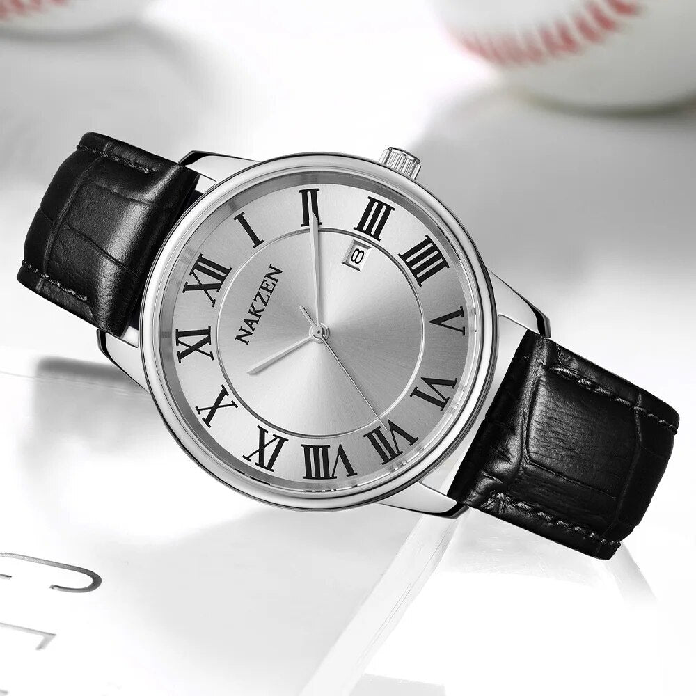 New NAKZEN Top Brand Luxury Fashion Mens Watches Big Dia Stainless Steel Quartz Watch Men Sport Male Clock Relogio Masculino