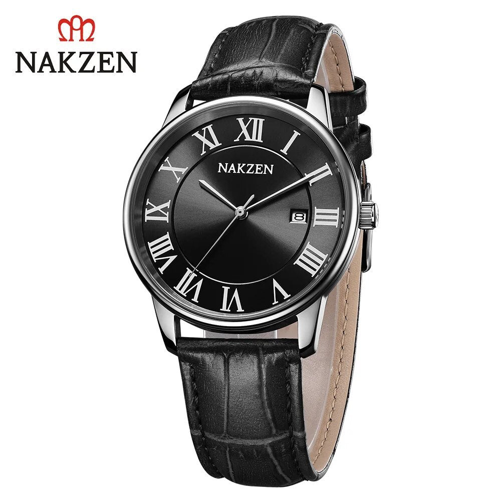 New NAKZEN Top Brand Luxury Fashion Mens Watches Big Dia Stainless Steel Quartz Watch Men Sport Male Clock Relogio Masculino