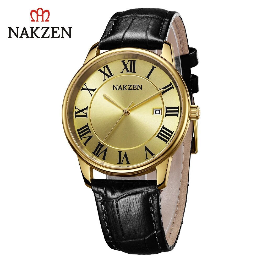 New NAKZEN Top Brand Luxury Fashion Mens Watches Big Dia Stainless Steel Quartz Watch Men Sport Male Clock Relogio Masculino