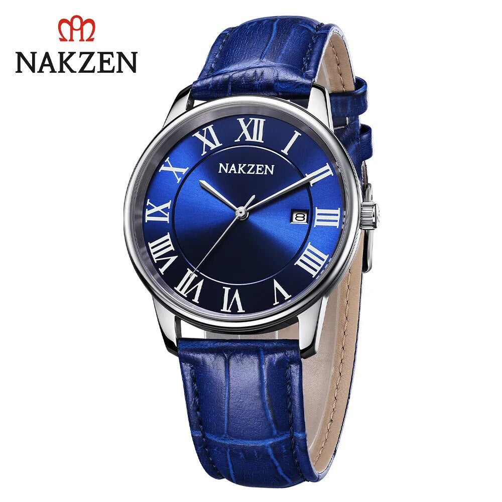 New NAKZEN Top Brand Luxury Fashion Mens Watches Big Dia Stainless Steel Quartz Watch Men Sport Male Clock Relogio Masculino