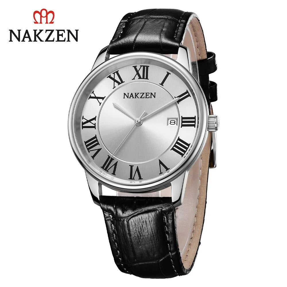 New NAKZEN Top Brand Luxury Fashion Mens Watches Big Dia Stainless Steel Quartz Watch Men Sport Male Clock Relogio Masculino