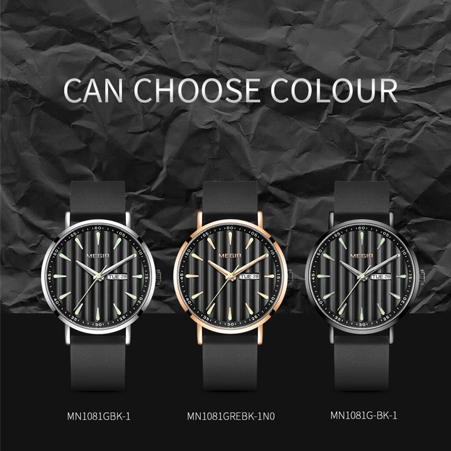 MEGIR Luxury Big Dial Mens Watch Fashion Quartz Casual Sport Wristwatch for Men Waterproof Week Date Display Clock Reloj Hombre