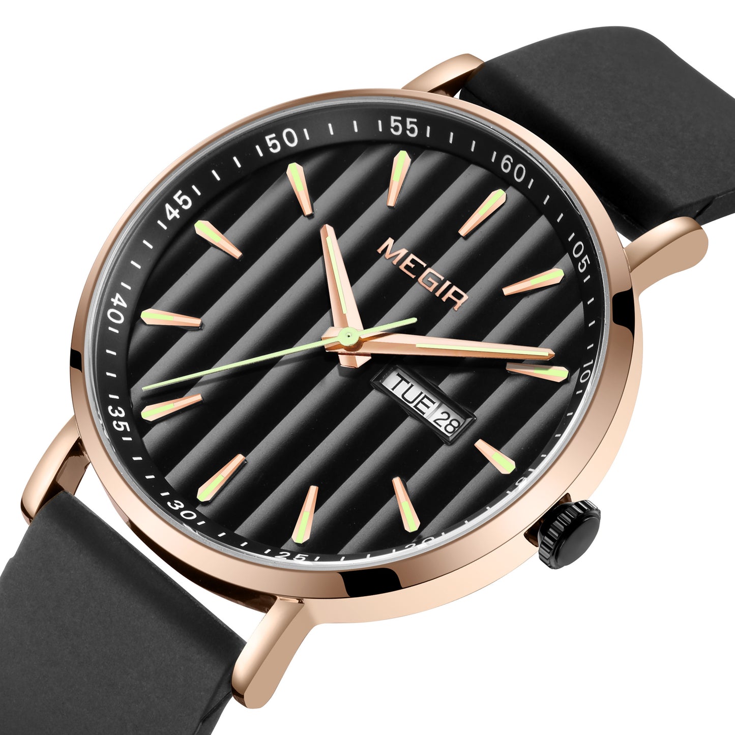 MEGIR Luxury Big Dial Mens Watch Fashion Quartz Casual Sport Wristwatch for Men Waterproof Week Date Display Clock Reloj Hombre