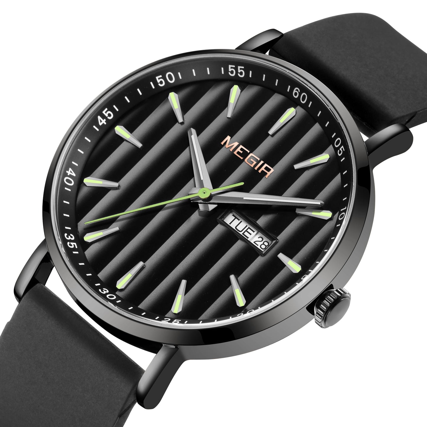 MEGIR Luxury Big Dial Mens Watch Fashion Quartz Casual Sport Wristwatch for Men Waterproof Week Date Display Clock Reloj Hombre