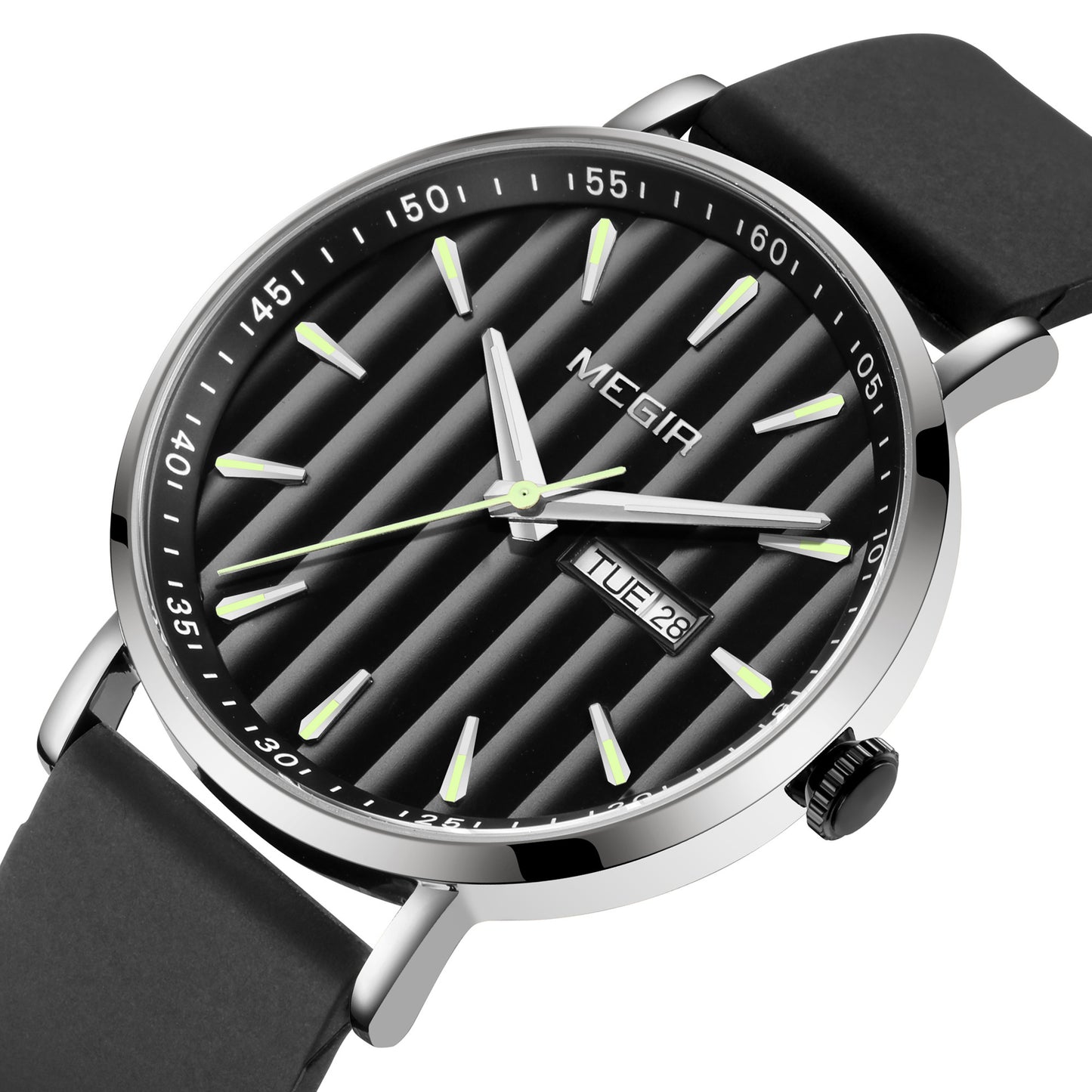 MEGIR Luxury Big Dial Mens Watch Fashion Quartz Casual Sport Wristwatch for Men Waterproof Week Date Display Clock Reloj Hombre
