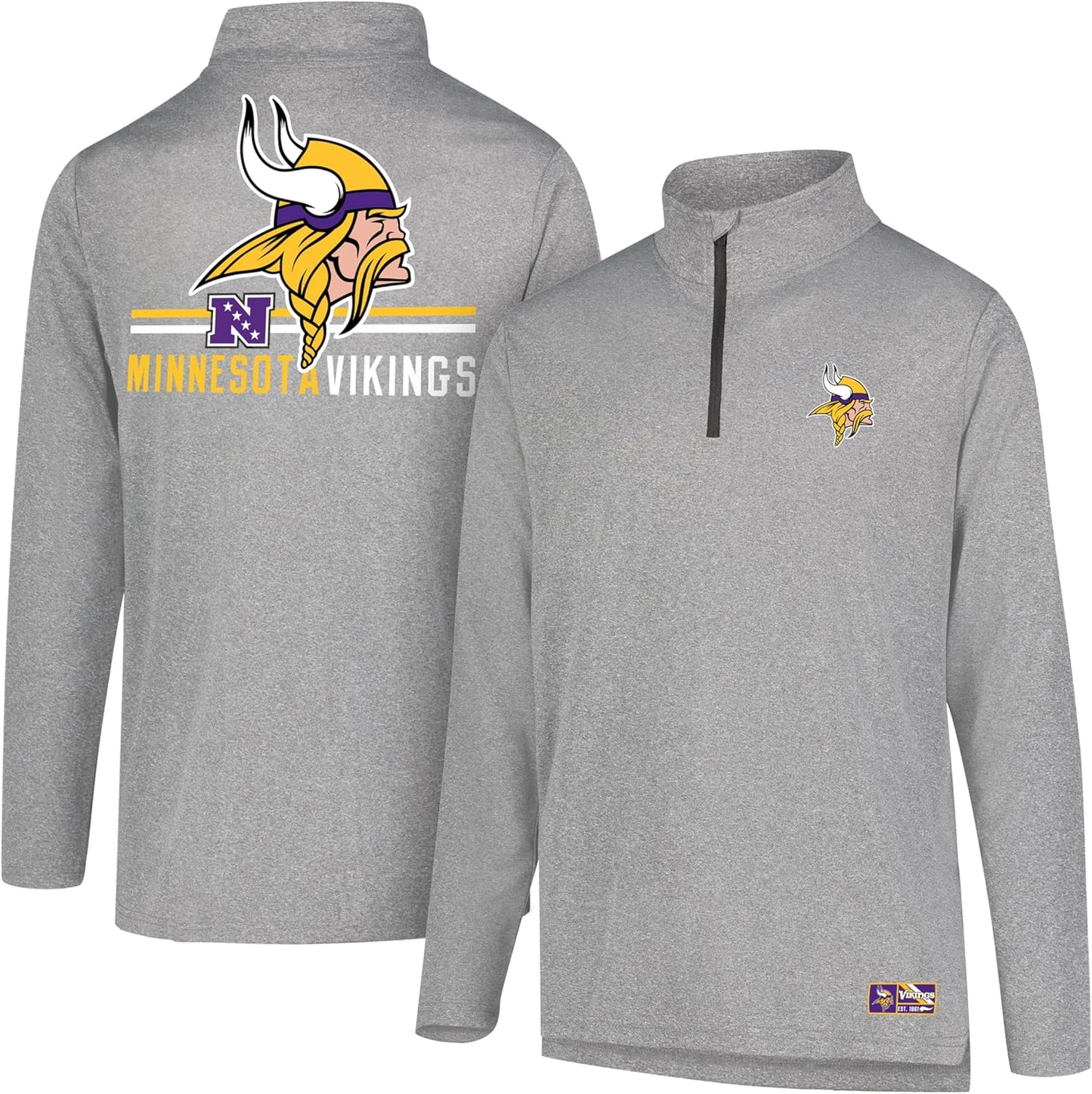 Men's NFL Official Super Soft Quarter Zip Long Sleeve T-Shirt by Ultra Game