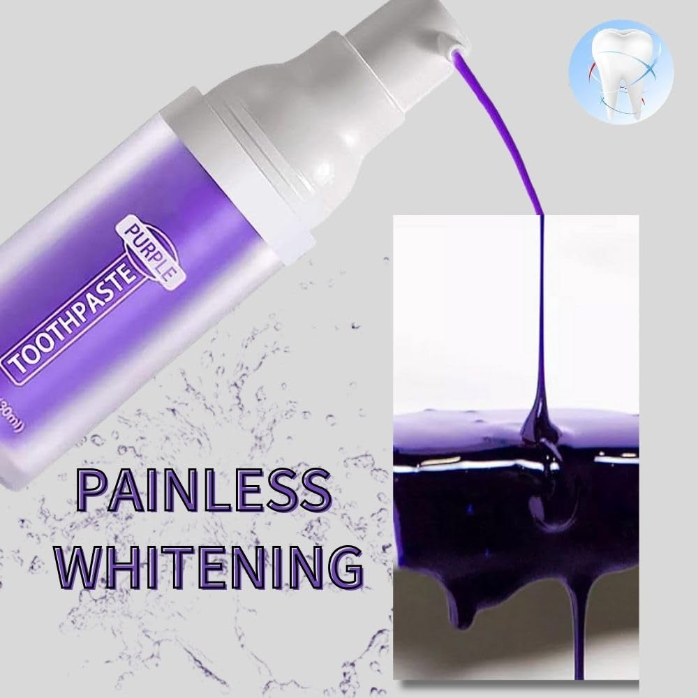 Rnlrclrl Purple Toothpaste for Effective Teeth Whitening and Stain Removal - Foam Formula