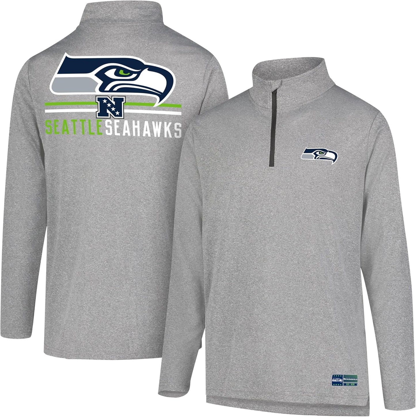 Men's NFL Official Super Soft Quarter Zip Long Sleeve T-Shirt by Ultra Game