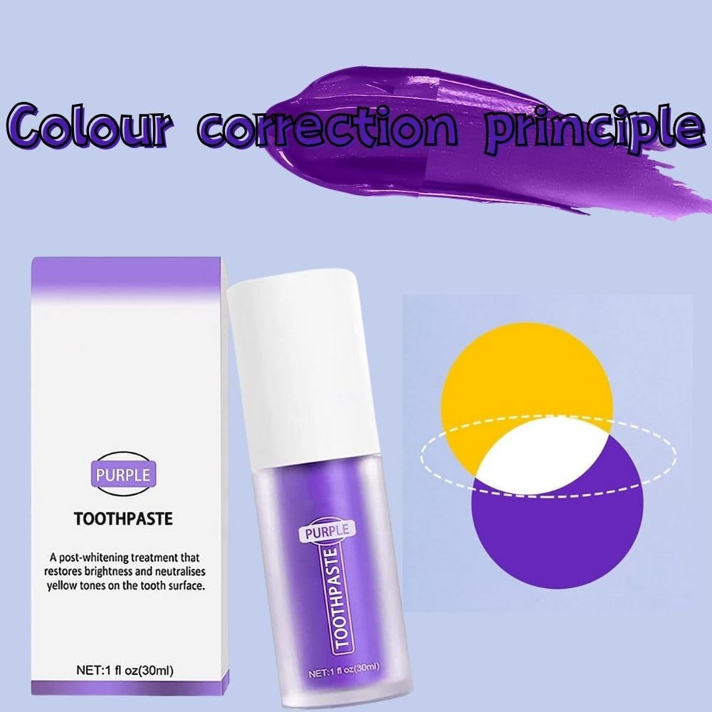 Rnlrclrl Purple Toothpaste for Effective Teeth Whitening and Stain Removal - Foam Formula