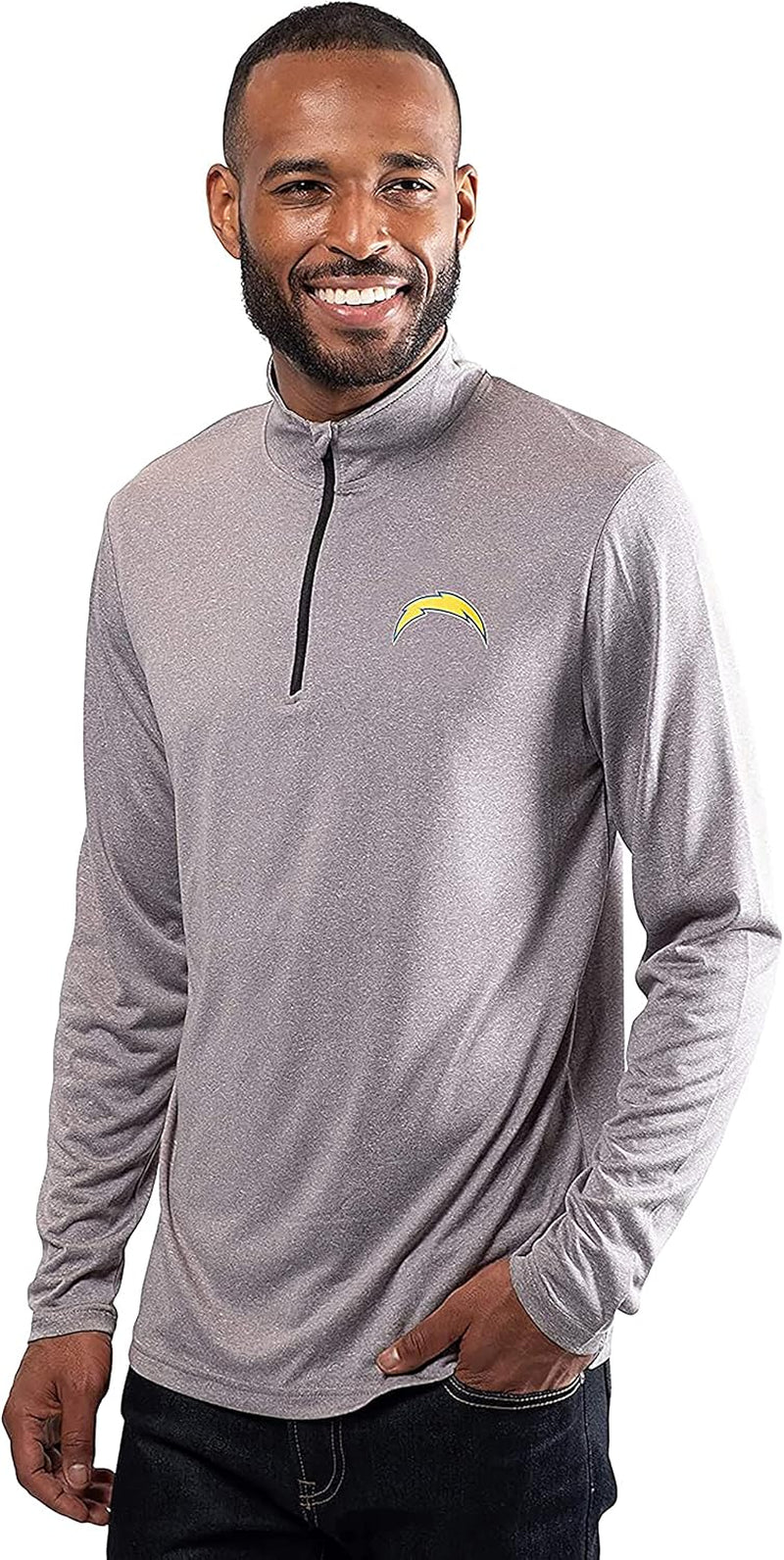 Men's NFL Official Super Soft Quarter Zip Long Sleeve T-Shirt by Ultra Game
