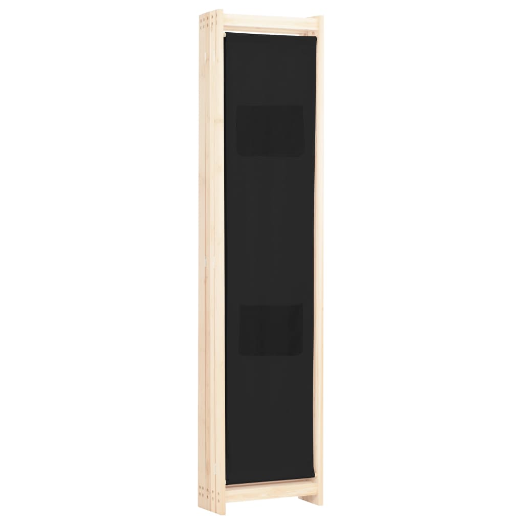 NNEVL 5-Panel Room Divider Black 200x170x4 cm Fabric