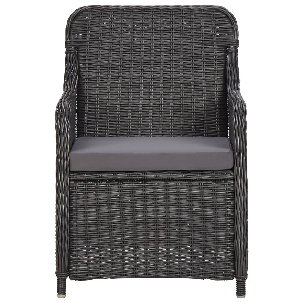 NNEVL 7 Piece Outdoor Dining Set Poly Rattan Black