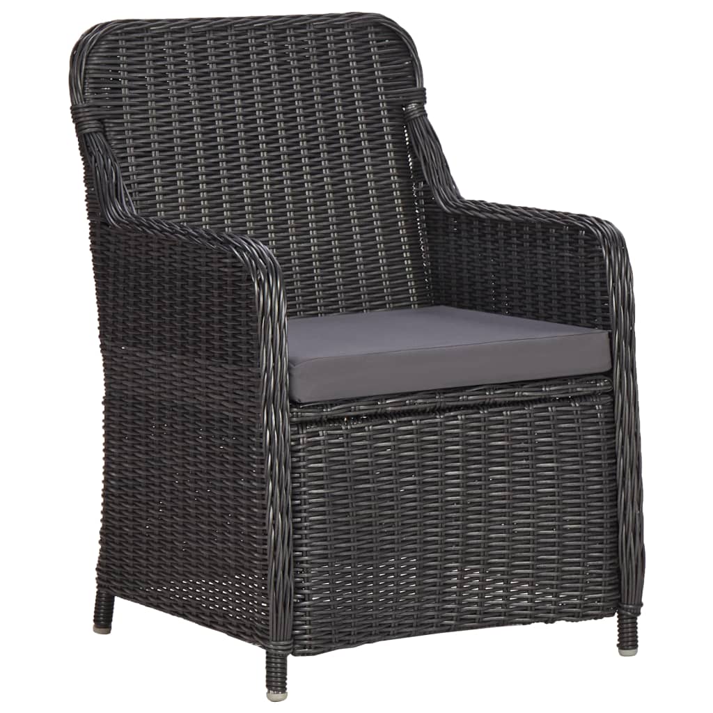 NNEVL 7 Piece Outdoor Dining Set Poly Rattan Black