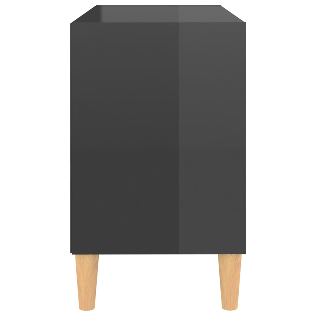 NNEVL TV Cabinet with Solid Wood Legs High Gloss Grey 69.5x30x50 cm