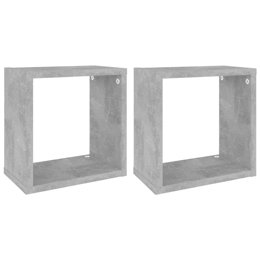NNEVL Wall Cube Shelves 2 pcs Concrete Grey 26x15x26 cm
