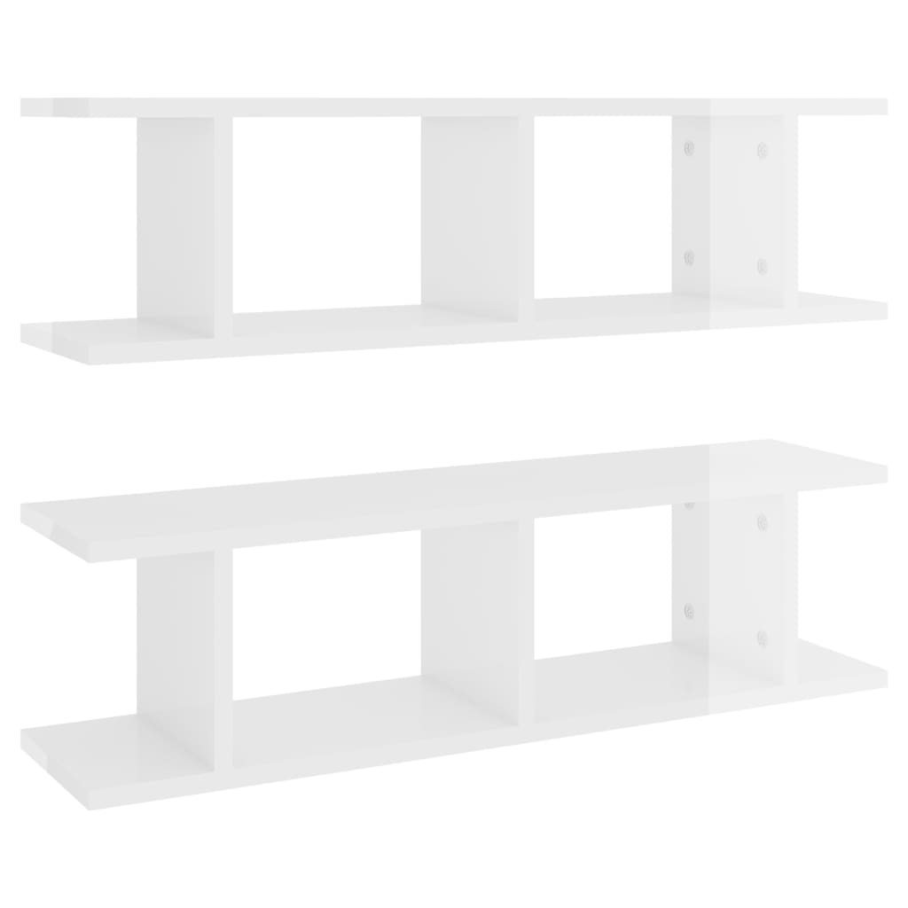 NNEVL Wall Shelves 2 pcs High Gloss White 78x18x20 cm Chipboard