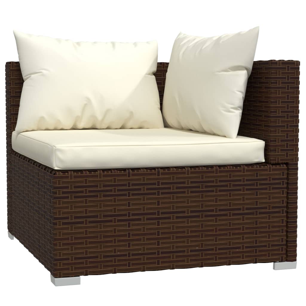 NNEVL 8 Piece Garden Lounge Set with Cushions Brown Poly Rattan
