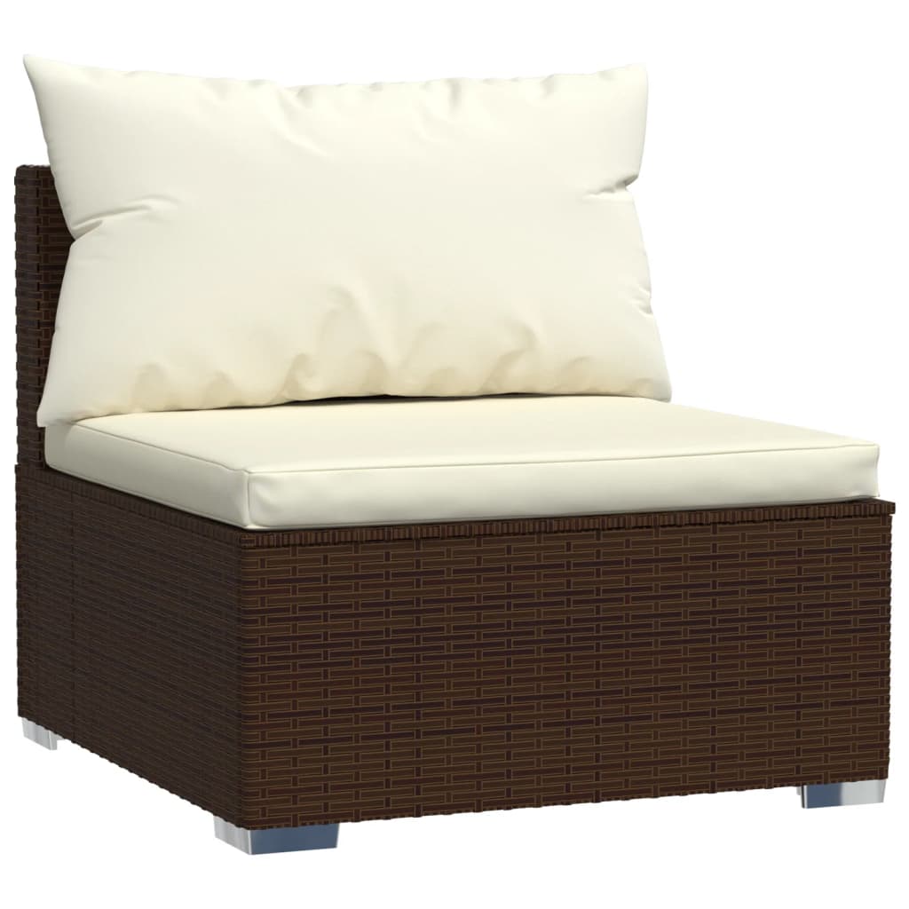 NNEVL 8 Piece Garden Lounge Set with Cushions Brown Poly Rattan