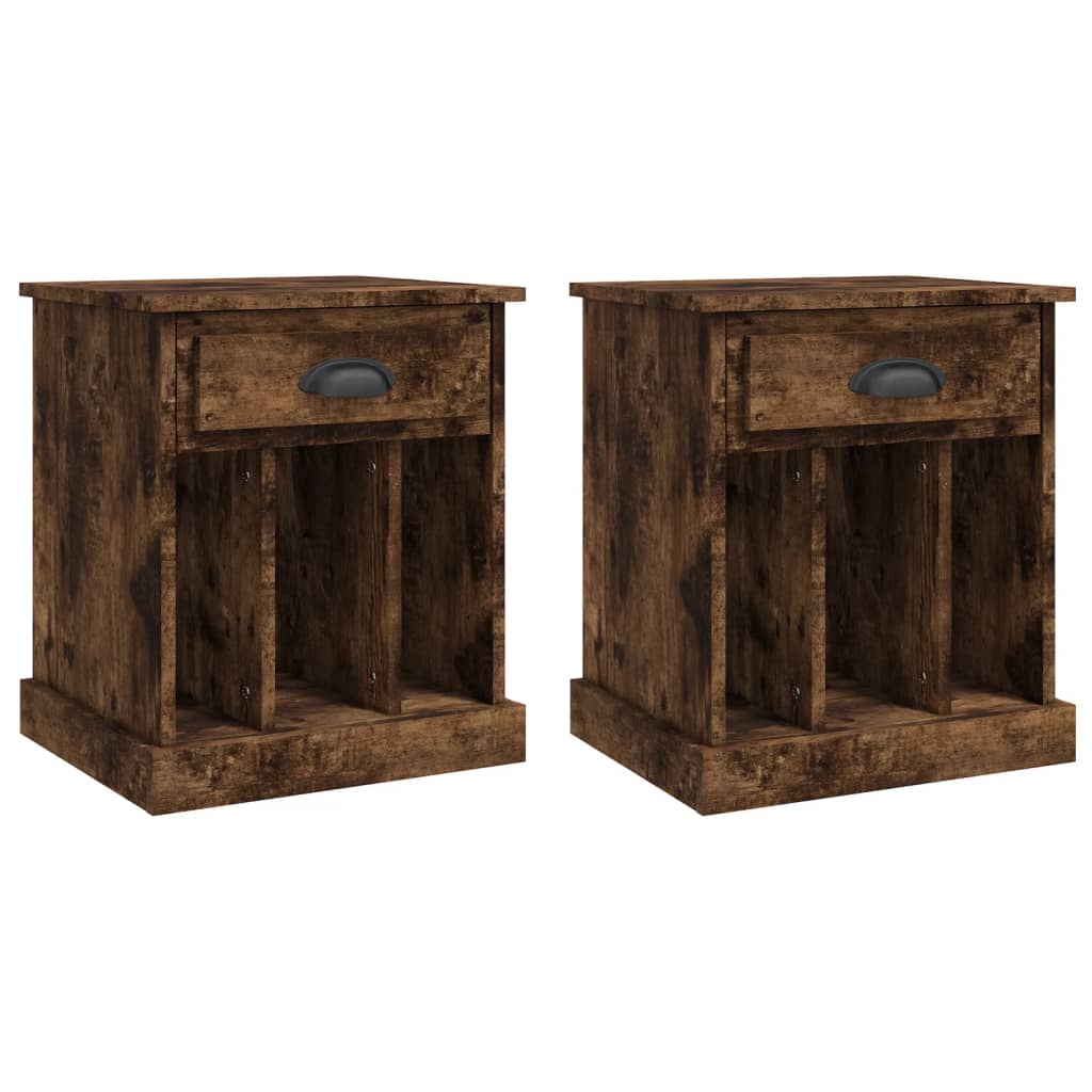 NNEVL Bedside Cabinets 2 pcs Smoked Oak 43x36x50 cm