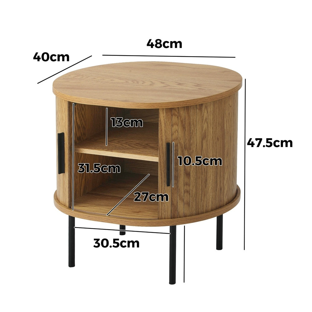 NNEED Set of 2 Bedside Tables Sliding Doors 2-tier
