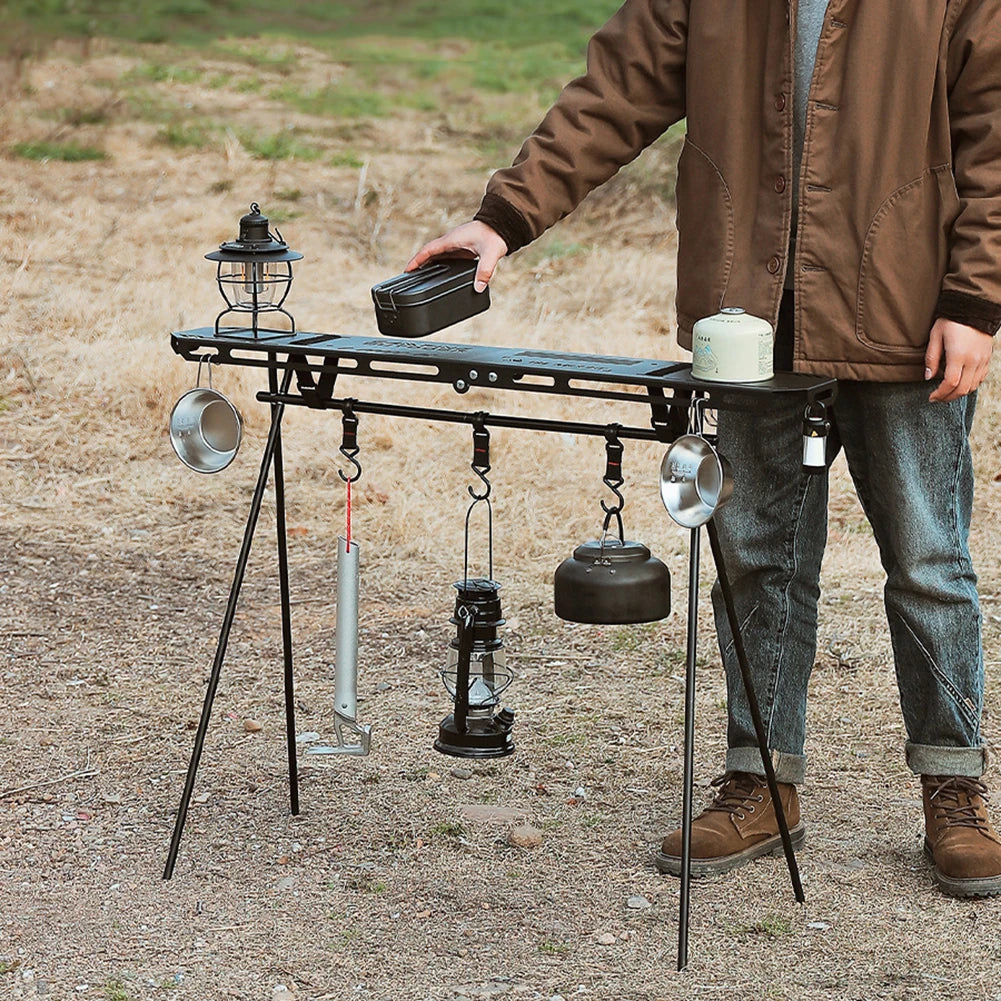 NNEOBA Foldable Camping Tripod Top Plate Rack Black