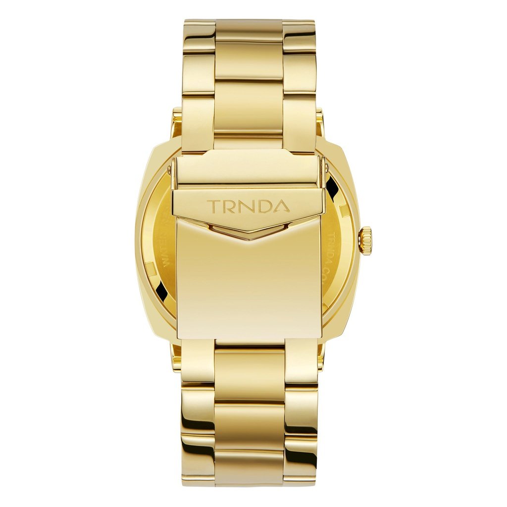Trnda Men's Gold Stainless Steel Watch, Blue Dial | Tr45gdb-4