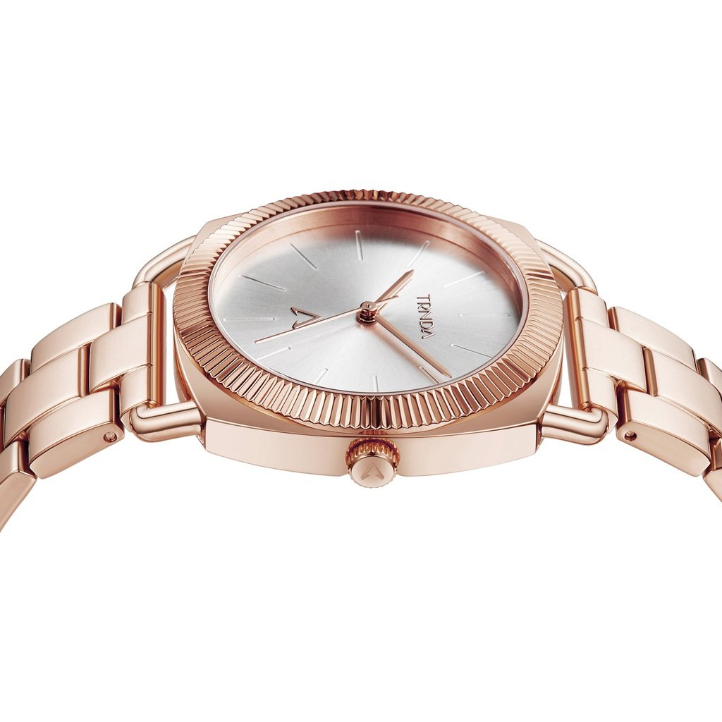 Trnda Women's Rose Gold Stainless Steel Watch, Silver Dial | Trnda-001-2