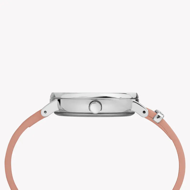 Timex Women's Pink Leather Watch, White Dial | Tw2r70400