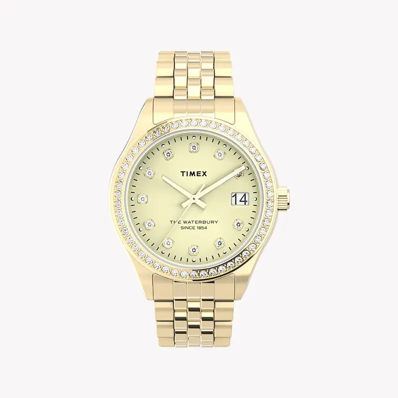 Timex Women's Gold Stainless Steel Watch, Round Dial | Tw2u53800-0