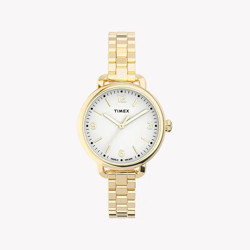 Timex Women's Gold Stainless Steel Watch, White Dial | Tw2u60600-0