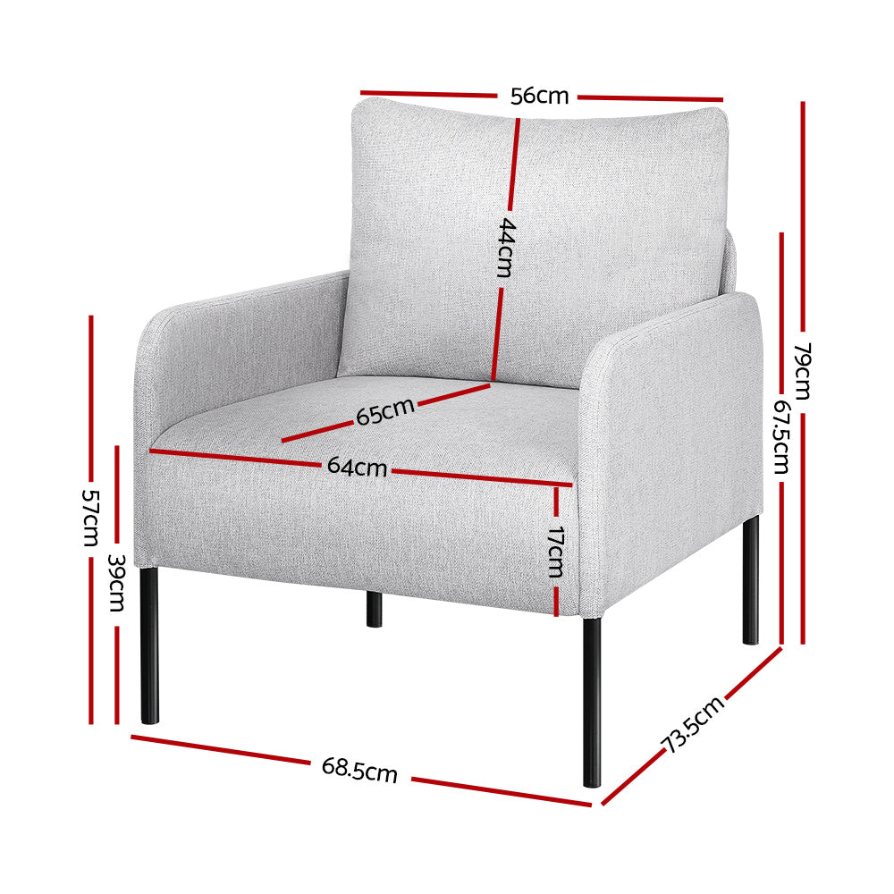 NNEDSZ Armchair Accent Chair Pillow Fabric Grey