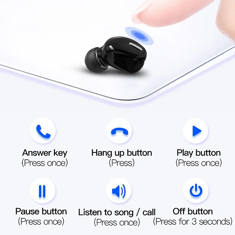 NNEOBA Wireless Bluetooth 5.0 Earphone with Mic – Single In-Ear Sports Headset