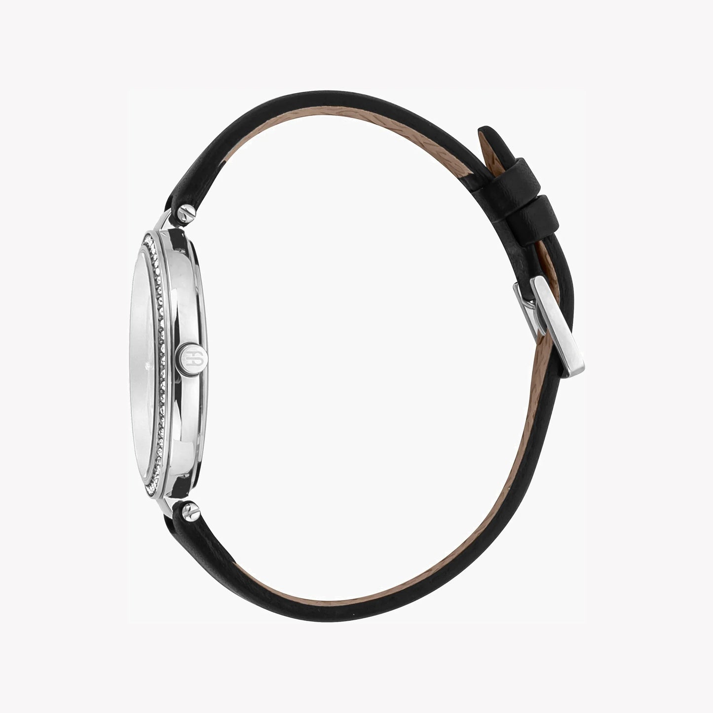 Esprit Women's Black Leather Watch, Silver Dial | Es1l186m0075-1