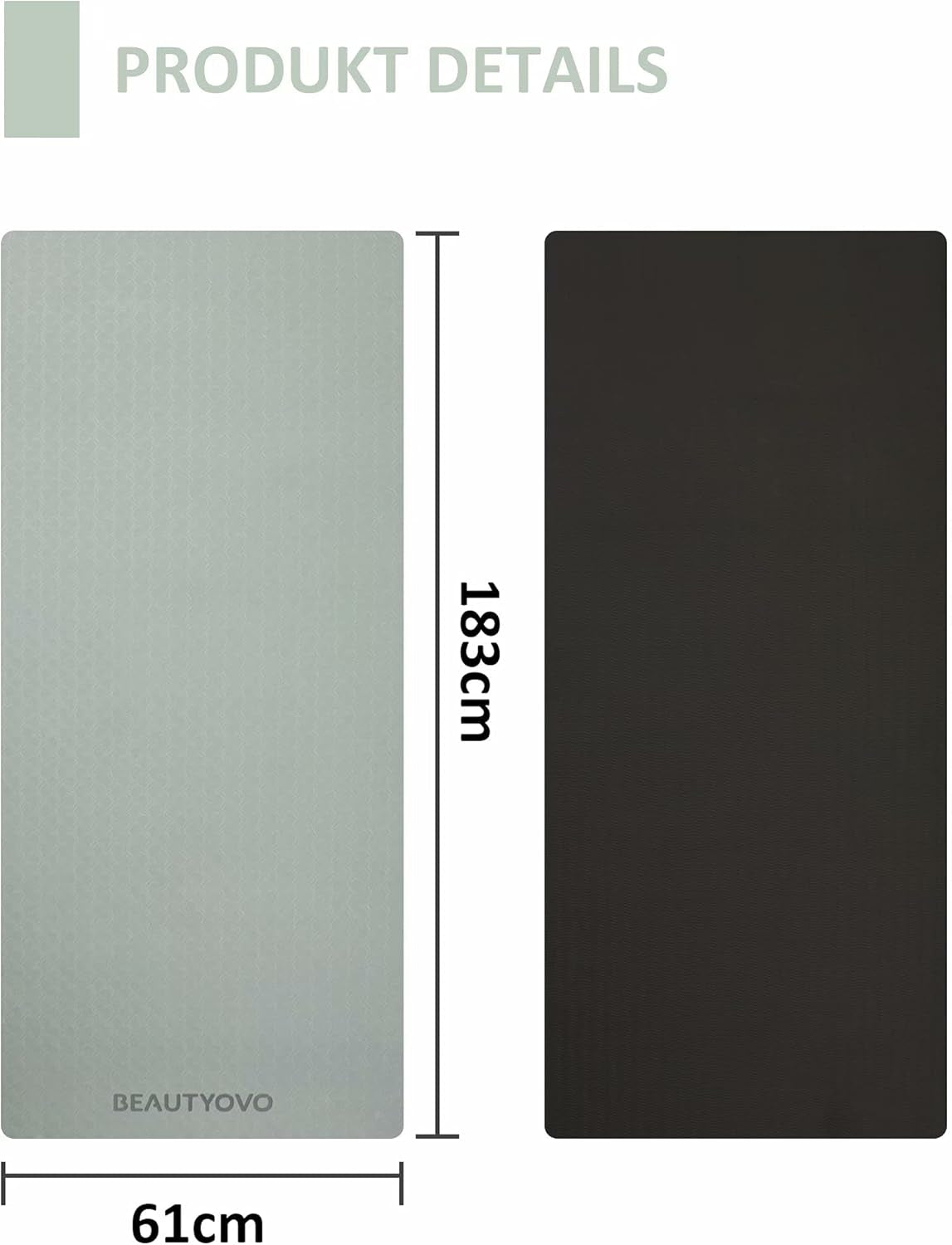 BEAUTYOVO Professional TPE Yoga Mat with Strap - Extra Thick 1/3 Inch Double-Sided Non-Slip Design for Yoga, Pilates, and Floor Exercises for Men and Women