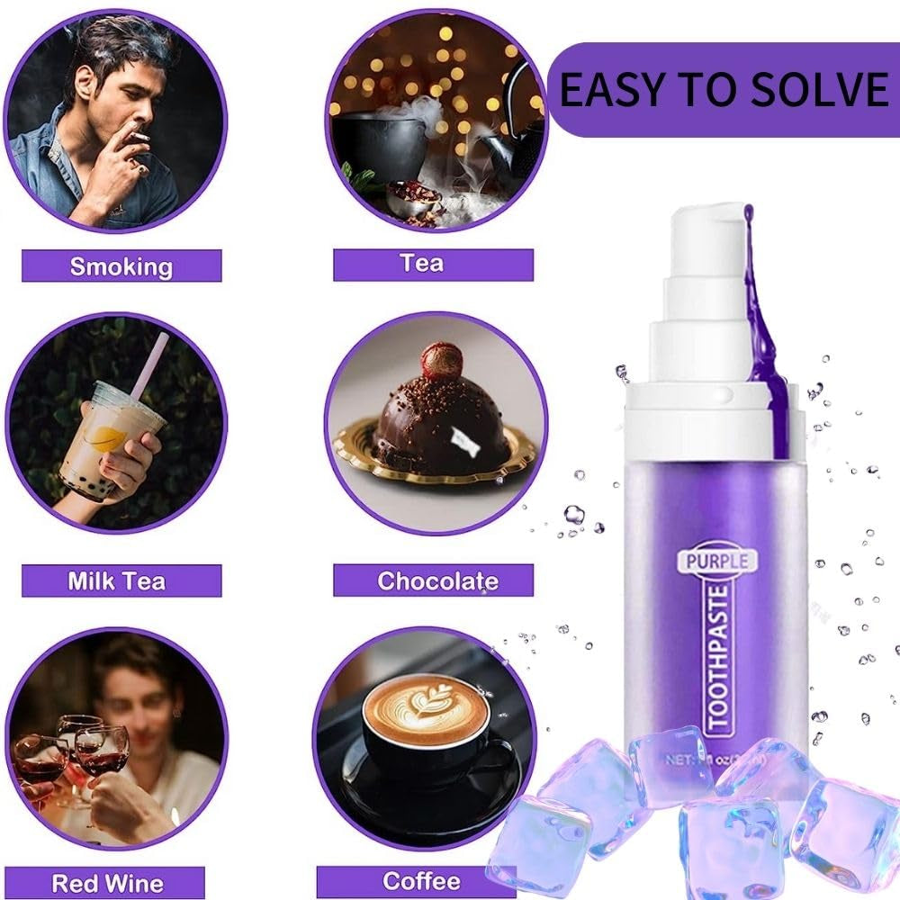 Rnlrclrl Purple Toothpaste for Effective Teeth Whitening and Stain Removal - Foam Formula