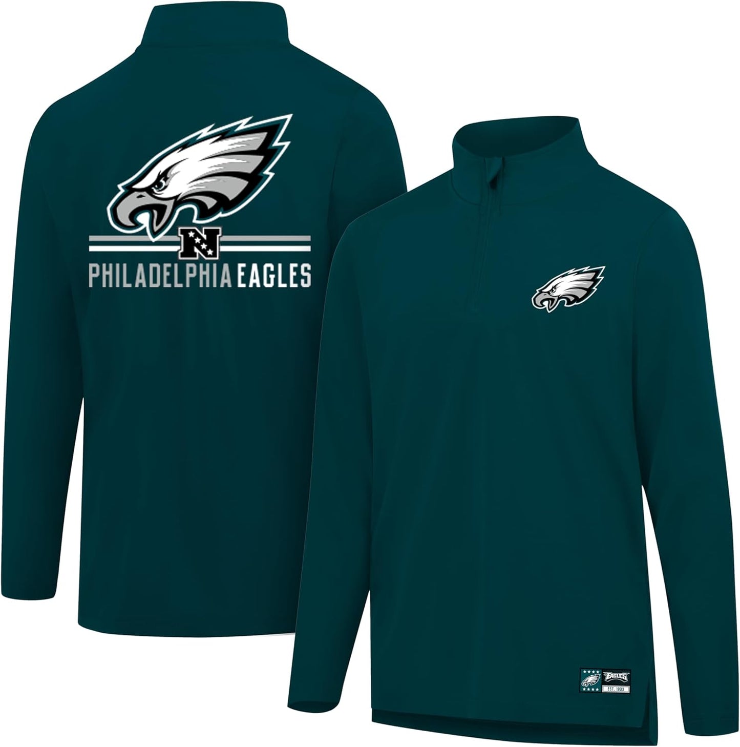 Men's NFL Official Super Soft Quarter Zip Long Sleeve T-Shirt by Ultra Game
