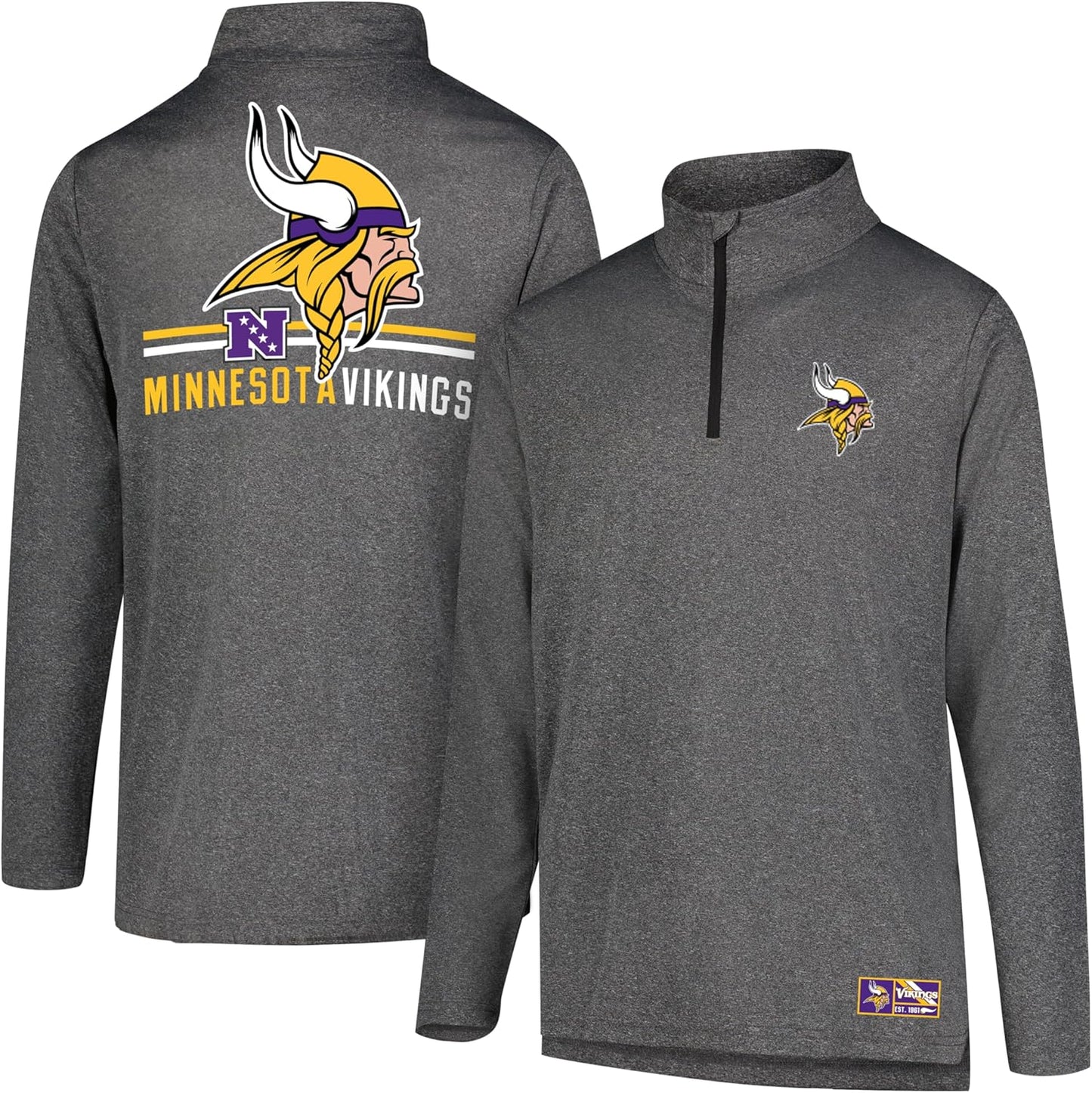 Men's NFL Official Super Soft Quarter Zip Long Sleeve T-Shirt by Ultra Game