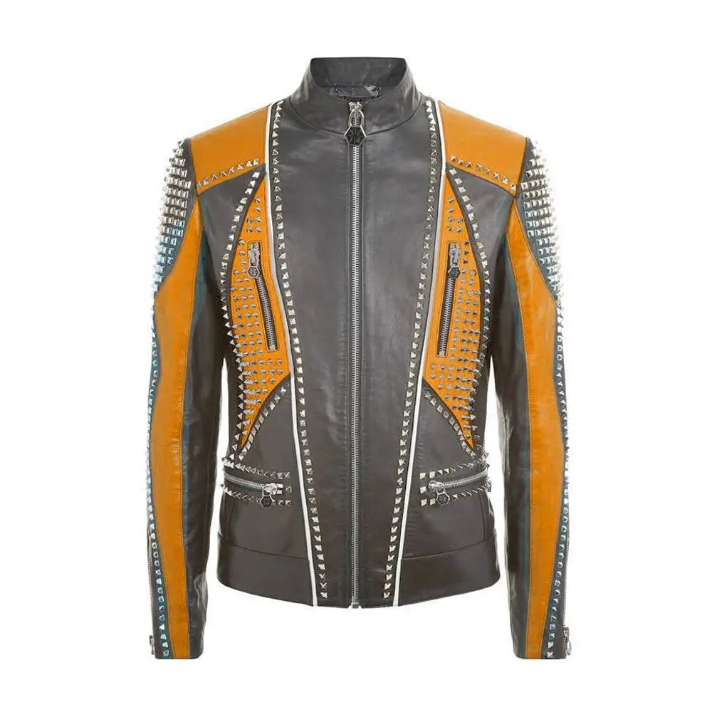 Men's Multi-Color Leather Fashion Jacket