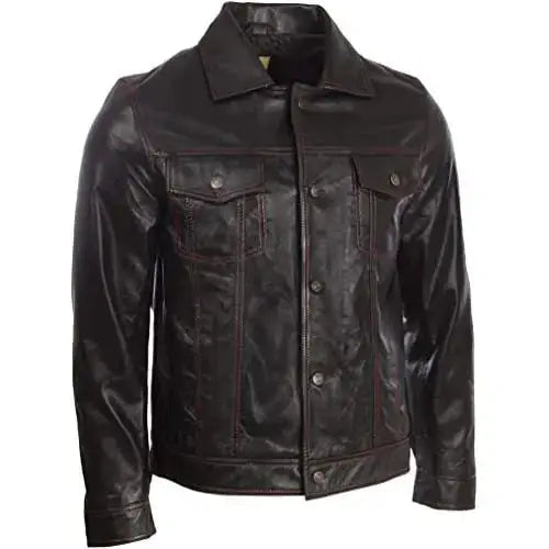 Men’s Soft Real Leather Classic Harrington Fashion Jacket