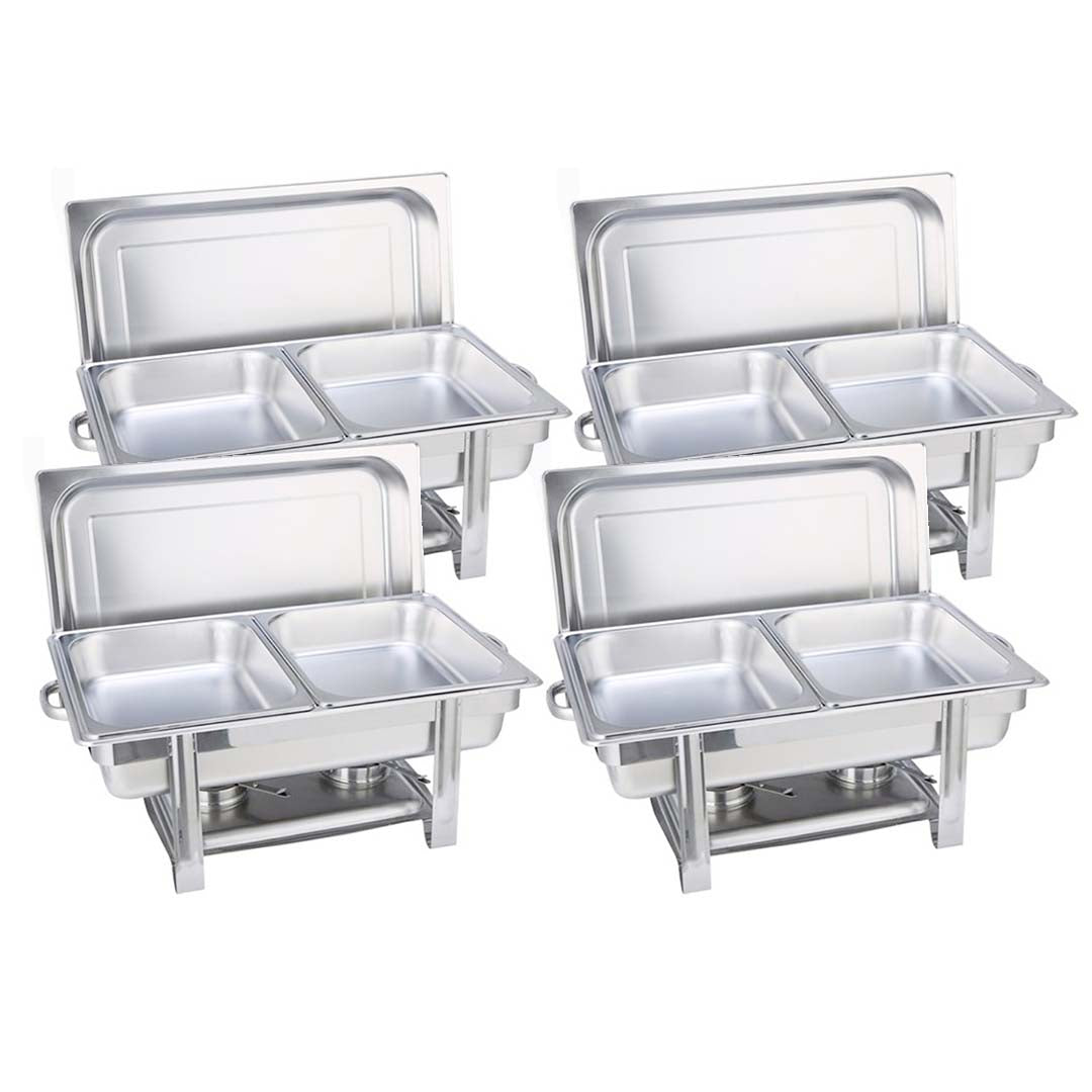 NNEAGS 4X Stainless Steel Chafing Double Tray Catering Dish Food Warmer