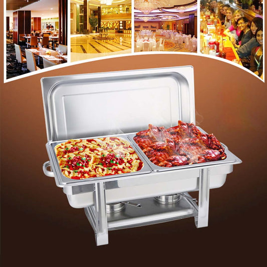 NNEAGS 4X Stainless Steel Chafing Double Tray Catering Dish Food Warmer