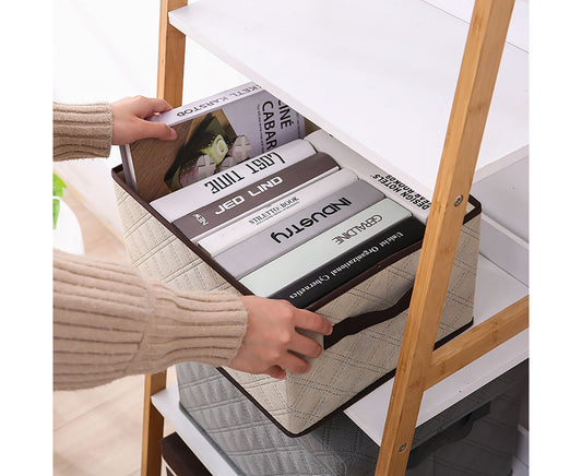 NNEAGS Medium Beige Non-Woven Diamond Quilt Grid Fabric Storage/Organizer Box