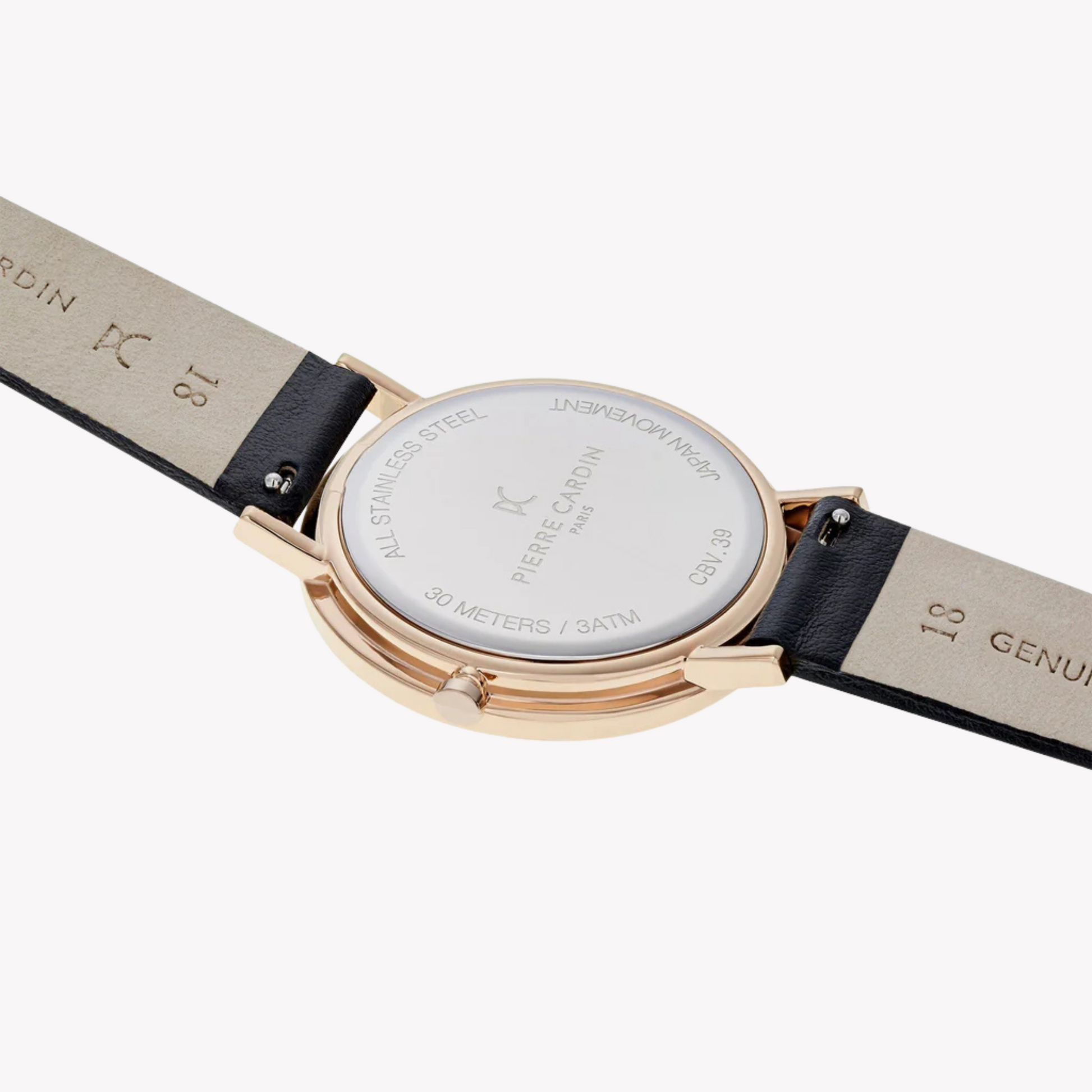 Pierre Cardin Women's Black Leather Watch, White Dial | Cbv.1014-2